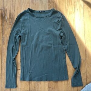 Zara Ribbed Long Sleeve Top in Green